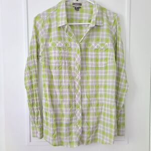 EDDIE BAUER Plaid Long Sleeve Classic Fit Top Medium